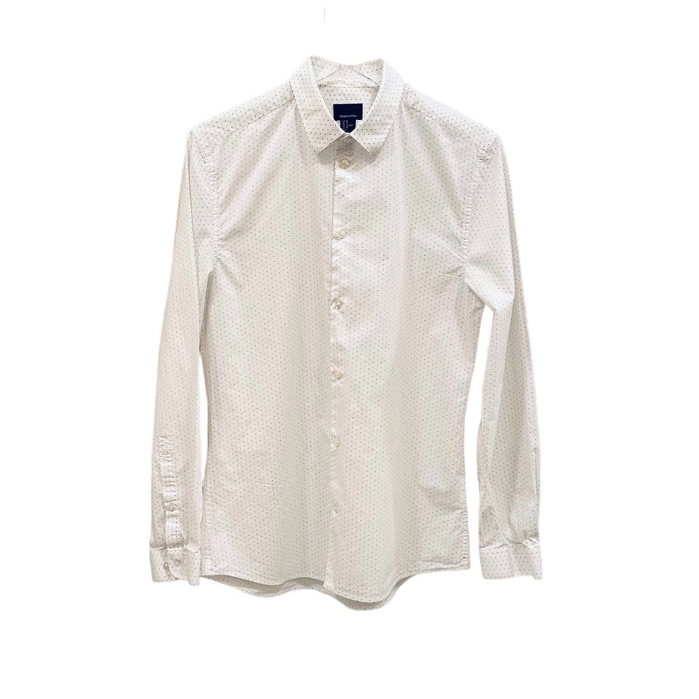 H&M PREMIUM COTTON Men's White Button Down Cotton Dress Shirt Size Medium